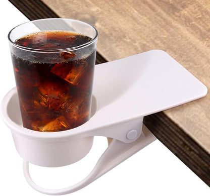 Drinking Cup Holder Clip- Chair and Table Bottle Cup Stand DIY Glass Clamp Storage Saucer Clip Water Coffee Mug Holder Saucer Clip Design for Home & Office, White